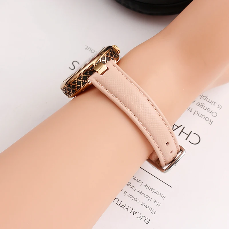 New Genuine Leather Watch Band For Garmin Lily Smart Sports Watchband Women Fashion Soft Breathable Strap Bracelet White 14*6mm