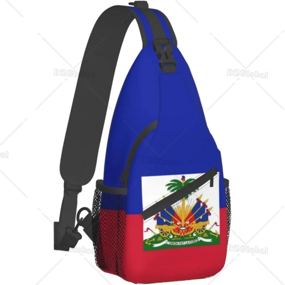 

Haitian Flag Hiking Daypacks Crossbody Chest Bag Sling Backpack for Men Women Outdoor Cycling Hiking Travel