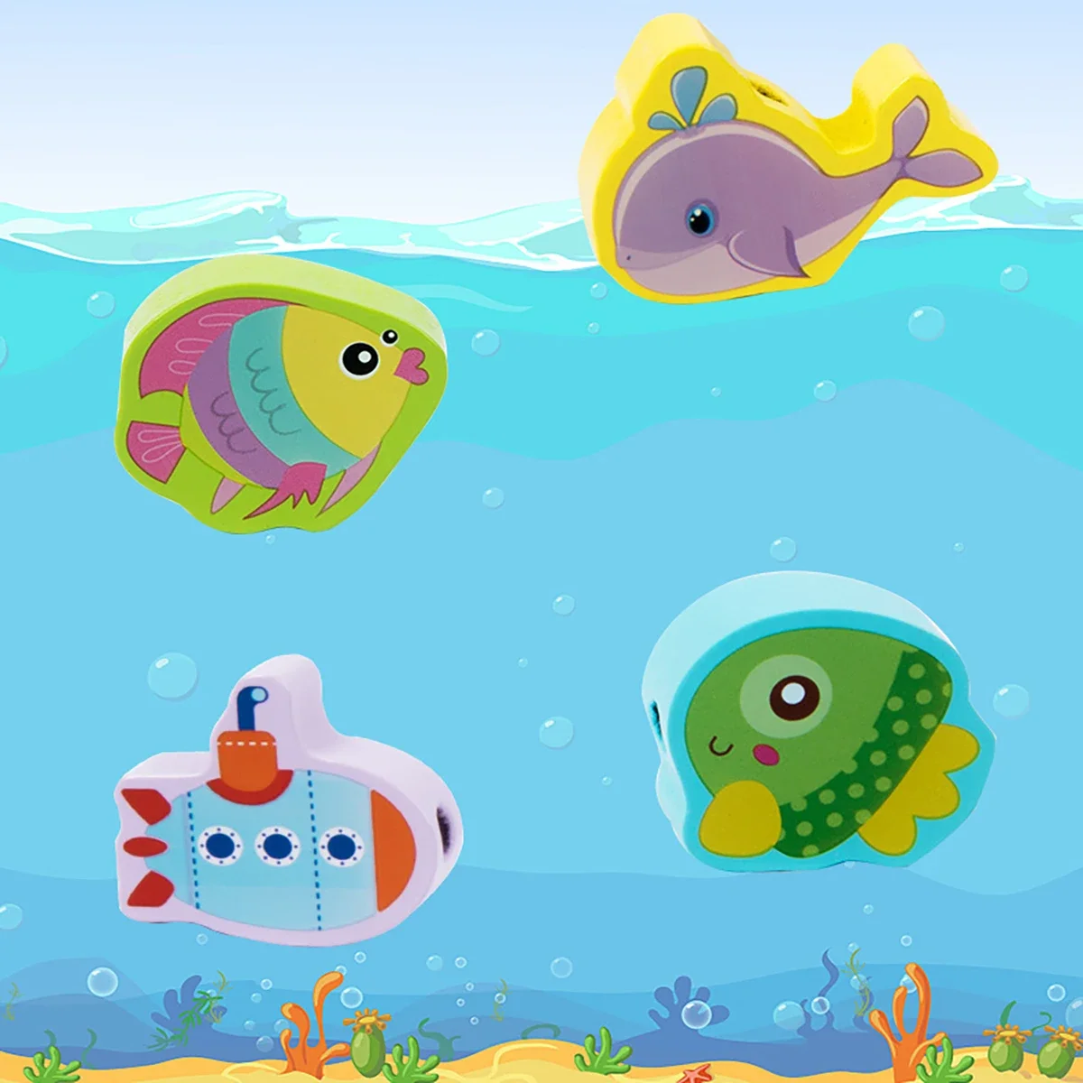 Blocs d'empilage d'équilibre en bois pour animaux de l'océan, jeu pour enfants, filetage en bois, jouets de motricité Fine, 1 pièce