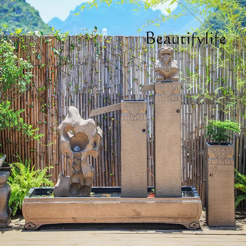 S Chinese-style Courtyard Flowing Water Fountain Ornament Outdoor Rockery Fish Pond Landscaping Water System Landscape