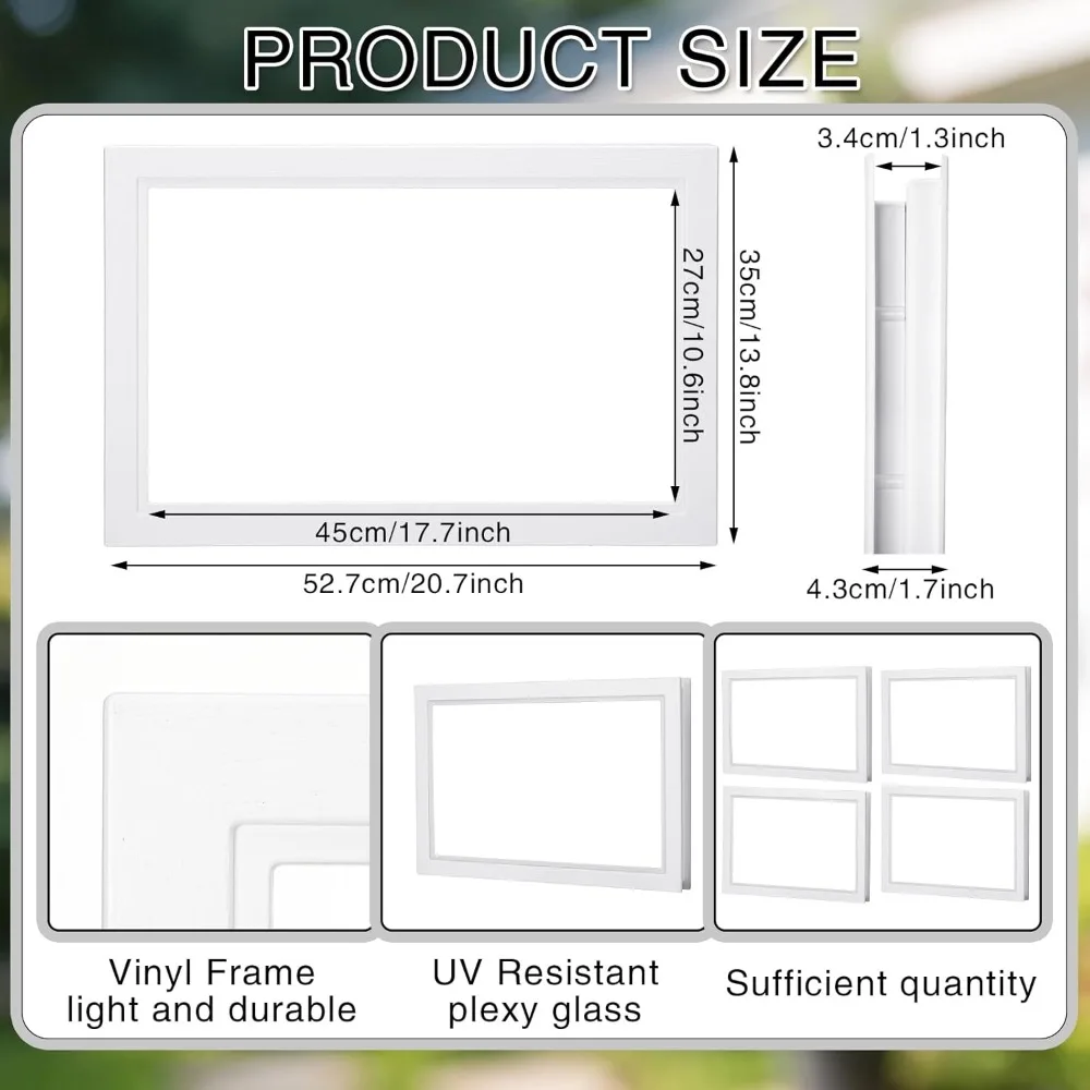 4 Pcs Garage Door Windows Vinyl with UV Resistant Plexy Glass Garage Door Windows Inserts(Style2)