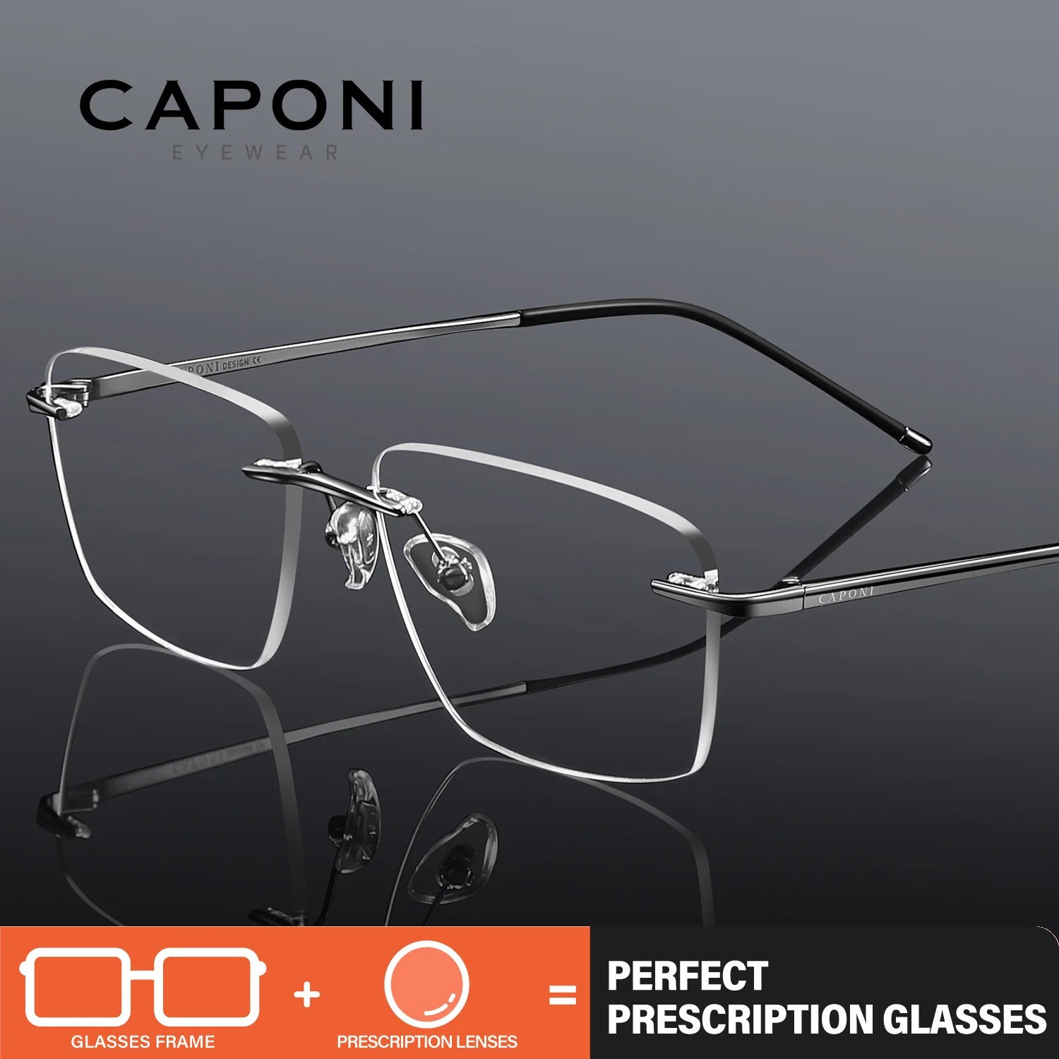 

CAPONI очки по рецепту мужские без оправы из чистого титана ультра легкие очки для близорукости с защитой от синих лучей фотохромные очки для глаз PJ23608