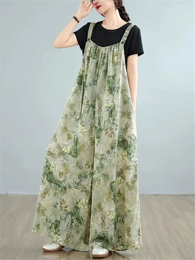 

Oversized Summer Sleeveless Jumpsuit Women Cartoon Print Fashion Casual Loose Ladies Jumpsuits Wide Leg Woman Clothes Overalls