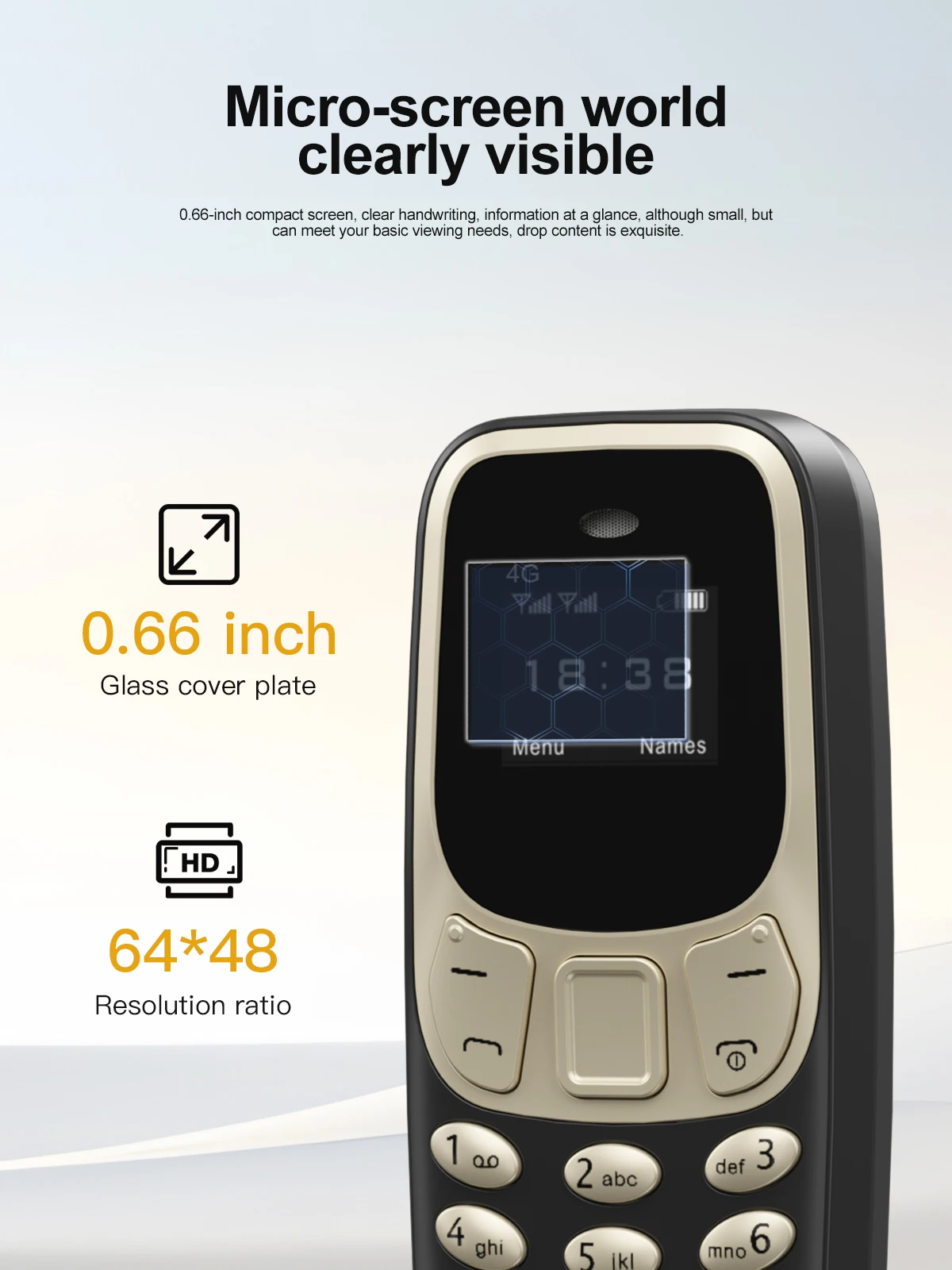 SERVO BM10 LTE Mini Mobile Phone 4G Dual SIM Card Speed Dial Call Recording MP3 Player 0.66" Display Smallest Cellphones Type-C