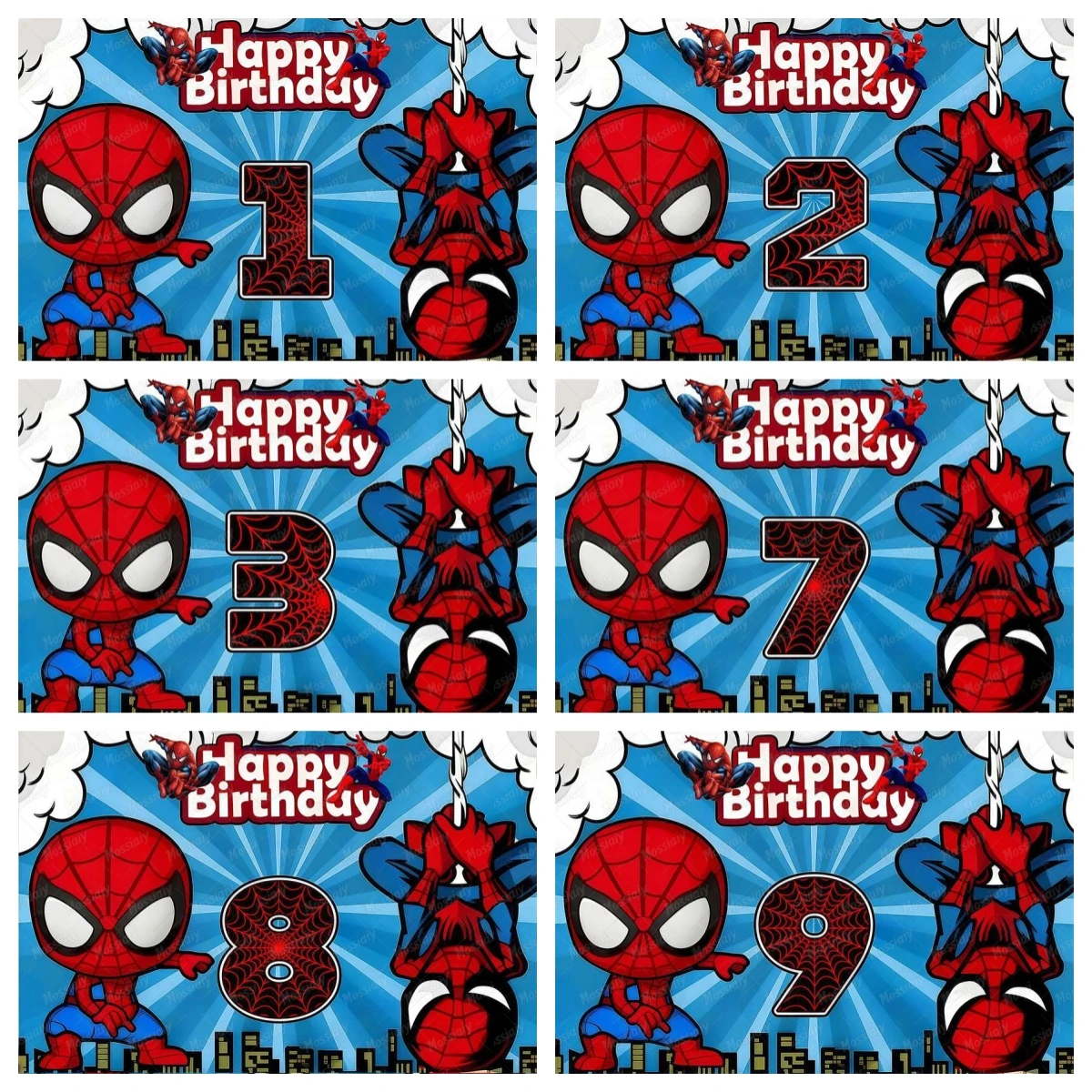 Canvas Painting Cartoon Spider-Man Backdrop Photography Super Hero Child Boys Birthday Party Background Custom Decor Baby Sho