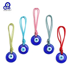 Lucky Eye Glass Turkish Evil Eye Wall Hanging Braided Rope Keychain Car Keyring for Women Men llavero porte clé מחזיק מפתחות