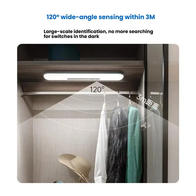 2 Pack Smart Sensor Night Light Rechargeable LED Strip Light Magnetic Suction Body Sensor Light Bedroom Eye Protection Lamp