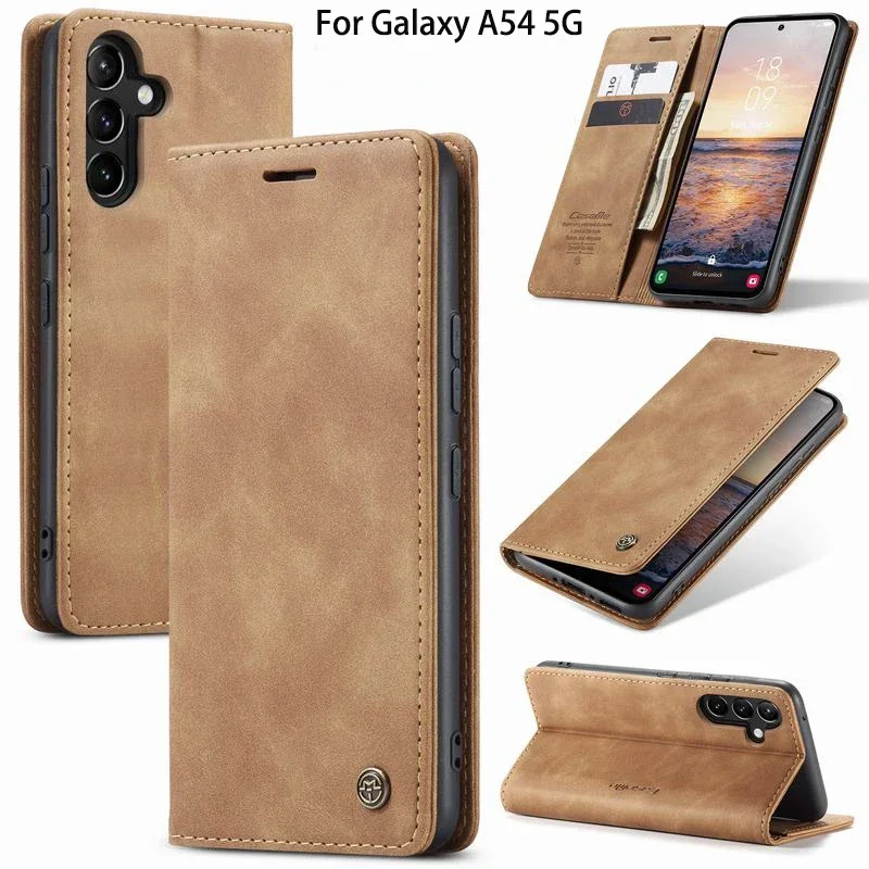 

Luxury Leather Wallet Case for Samsung Galaxy A54 5G, Magnetic Flip Cover with Card Slots, Phone Protector