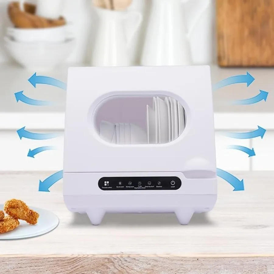 غسالة أطباق محمولة على سطح الطاولة مع ذراع رش دوار 360 درجة للتنظيف العميق بمفتاح واحد يبدأ الغسيل السريع في دقائق مدمجة فقط