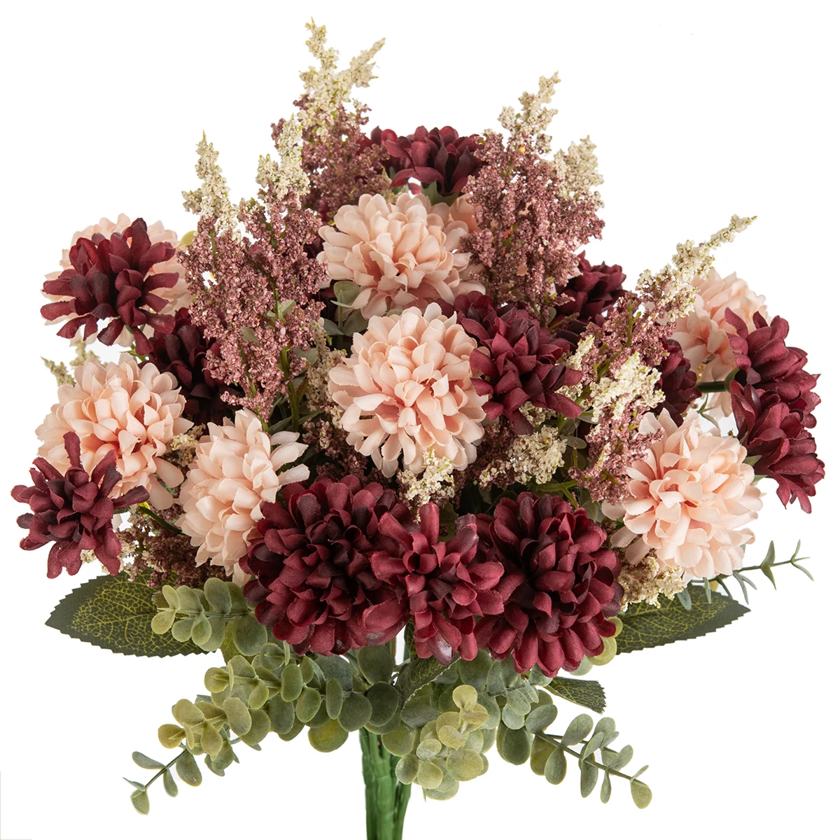 Künstliche Blumenkombination aus Lavendelkugeln und Chrysanthemen, Bouquet für Heimdekoration, Schlafzimmer, Hochzeit, Esstisch-Mittelstück, Brautdekoration