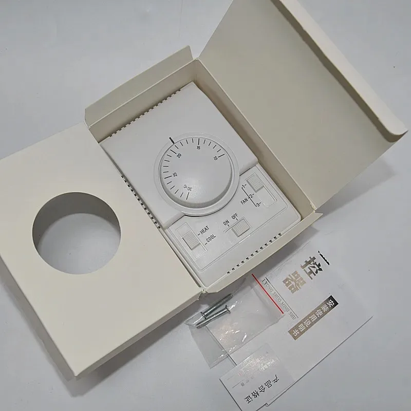 Three Speed Fan Coil Temperature Control Panel Mechanical Thermostat Knob Switch for Central Air Conditioning
