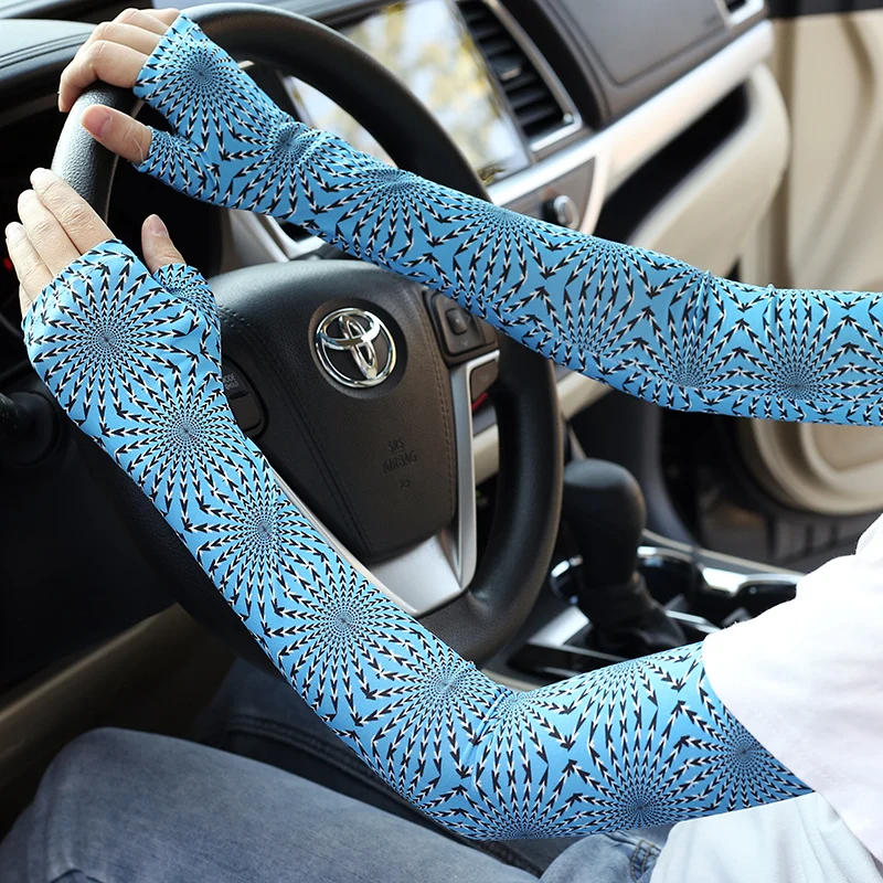 Long gloves fingerless cycling and driving sun protection decoration fashion hip dance cool pair arm cuff Men angling show