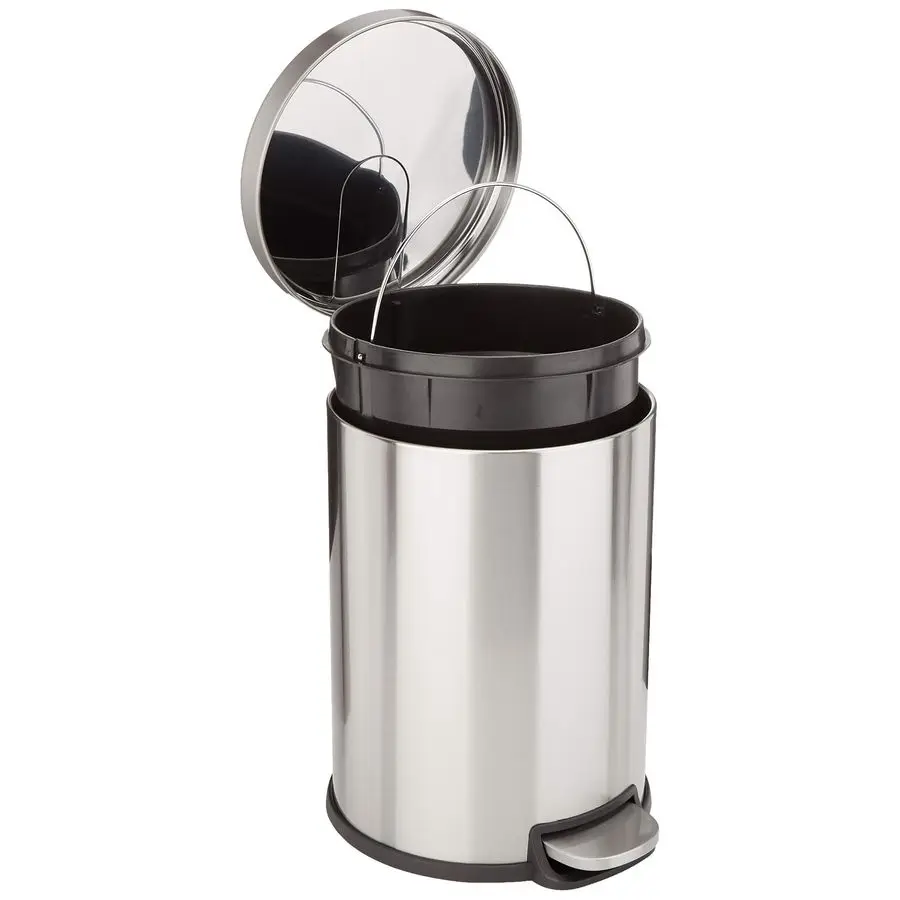 

Round Cylindrical Trash Can with SoftClose Lid, Foot Pedal, Removable Inner Bucket, Smudge Resistant, 20 l 5.3 gallon, Brushed S