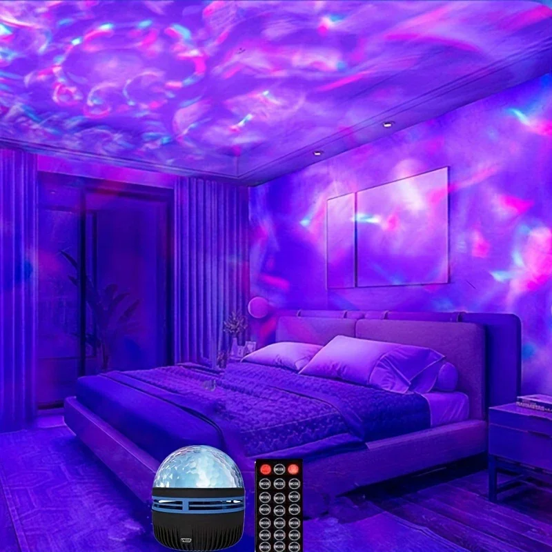 Bedroom Crystal Starry Sky Decorative Light Plug in Magic Ball Light Remote Control Water Ripple Projection Light