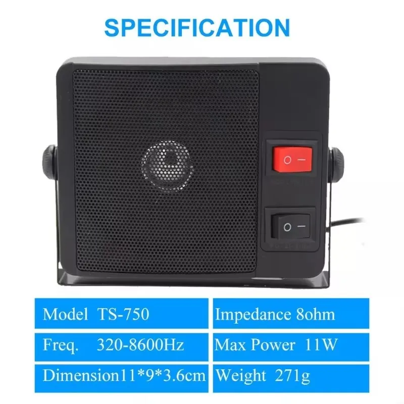External Speaker TS-750 for YAESU KT-780plus KT-8900 KT-980PLUS Two Way Radio Car Mobile Radio ABS CB Radios External Speaker