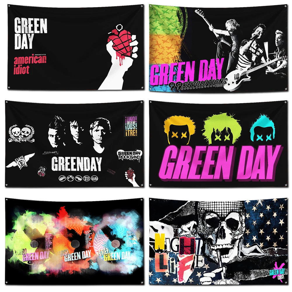 3x5 Ft America Green Day Flag Polyester Digital Printing Banner for Garage Wall Art Out Door Decoration With Brass Grommets