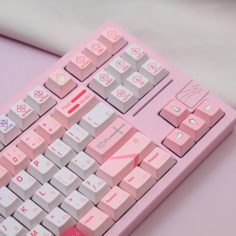 Juego de teclas de perfil de cereza de sublimación de cinco lados, Material PBT ARCAEA rosa, 129 teclas, para teclado mecánico MX Switch Gaming