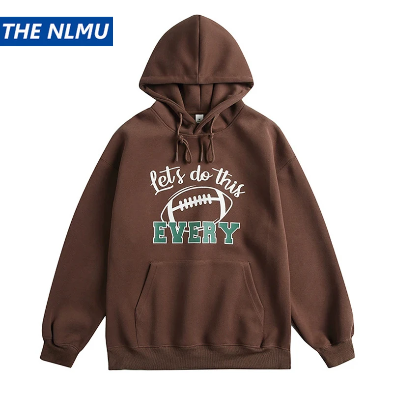 Men 2026 Autumn American High Street Letter Graphic Hoodie Pullover Sweatshirts Casual Trendy Brand Mens Clothing