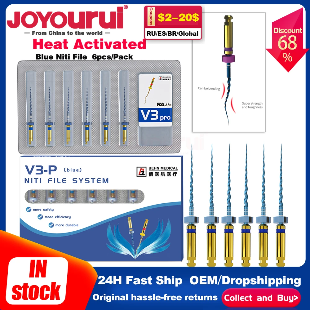 25MM 6pcs/pack NITI Rotary File Activation Engine Use with Cheap Price F3 0930# Memory  NiTi Rotary Dental Endo Files Tool Box