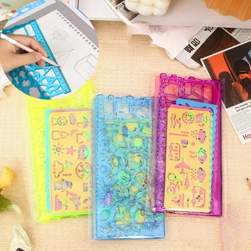 4/7 個多機能定規幾何学スパイラル描画テンプレートアートクラフト子供のギフト教育玩具多用途定規