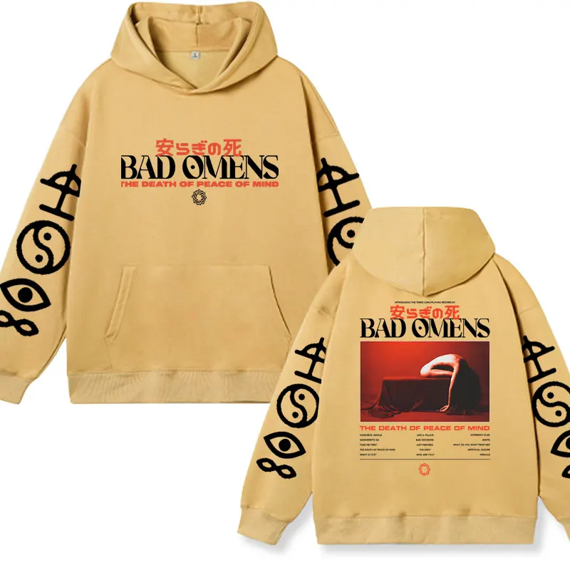 Bad Omens Band-Sudadera con capucha para hombre y mujer, jersey de lana con estampado gráfico de DEATH OF PEACE OF MIND, de gran tamaño, estilo Hip