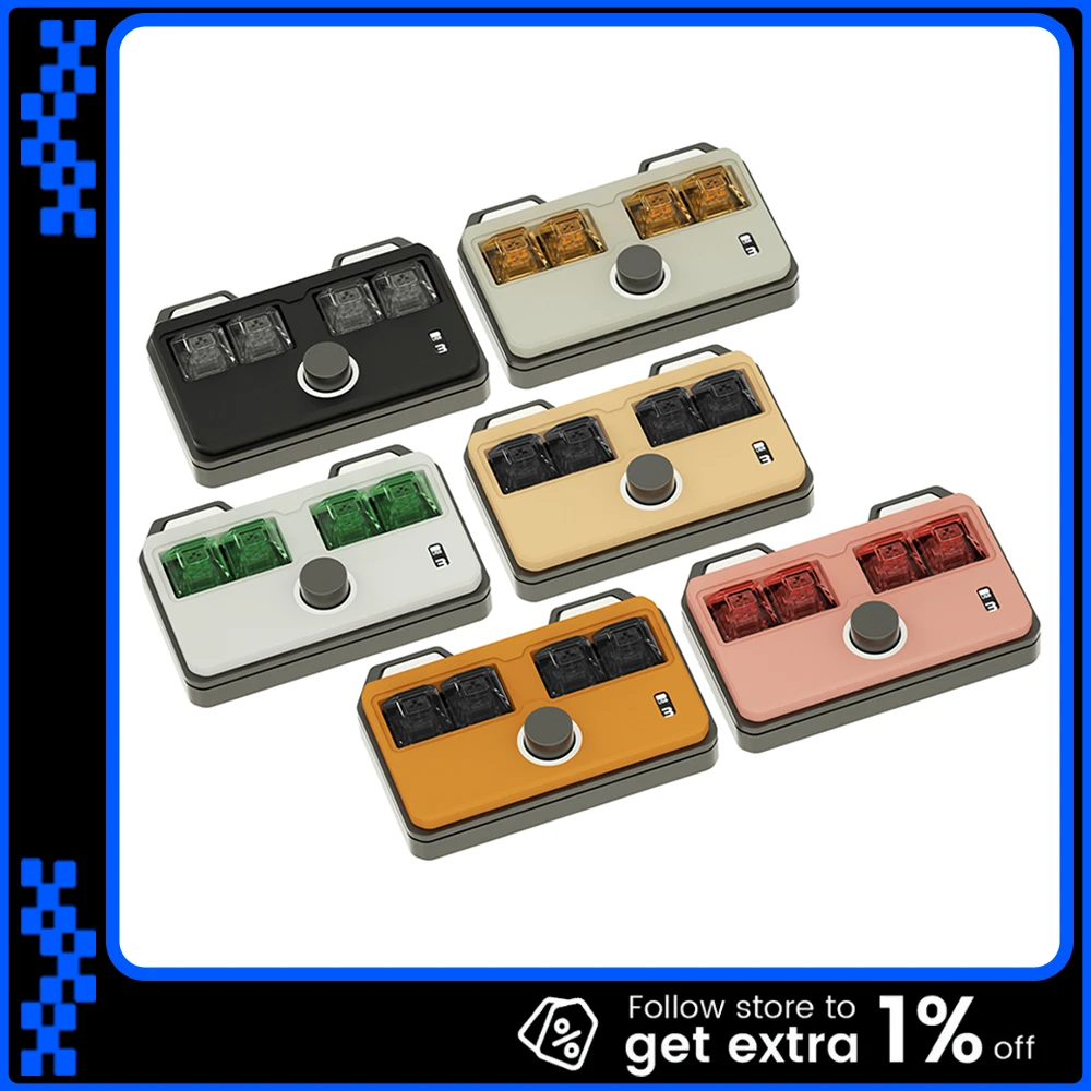 

DOIO KB04-B01 Механическая клавиатура Bluetooth Беспроводная с ручкой 4-клавишная дизайнерская клавиатура из алюминиевого сплава на заказ PS PR Office