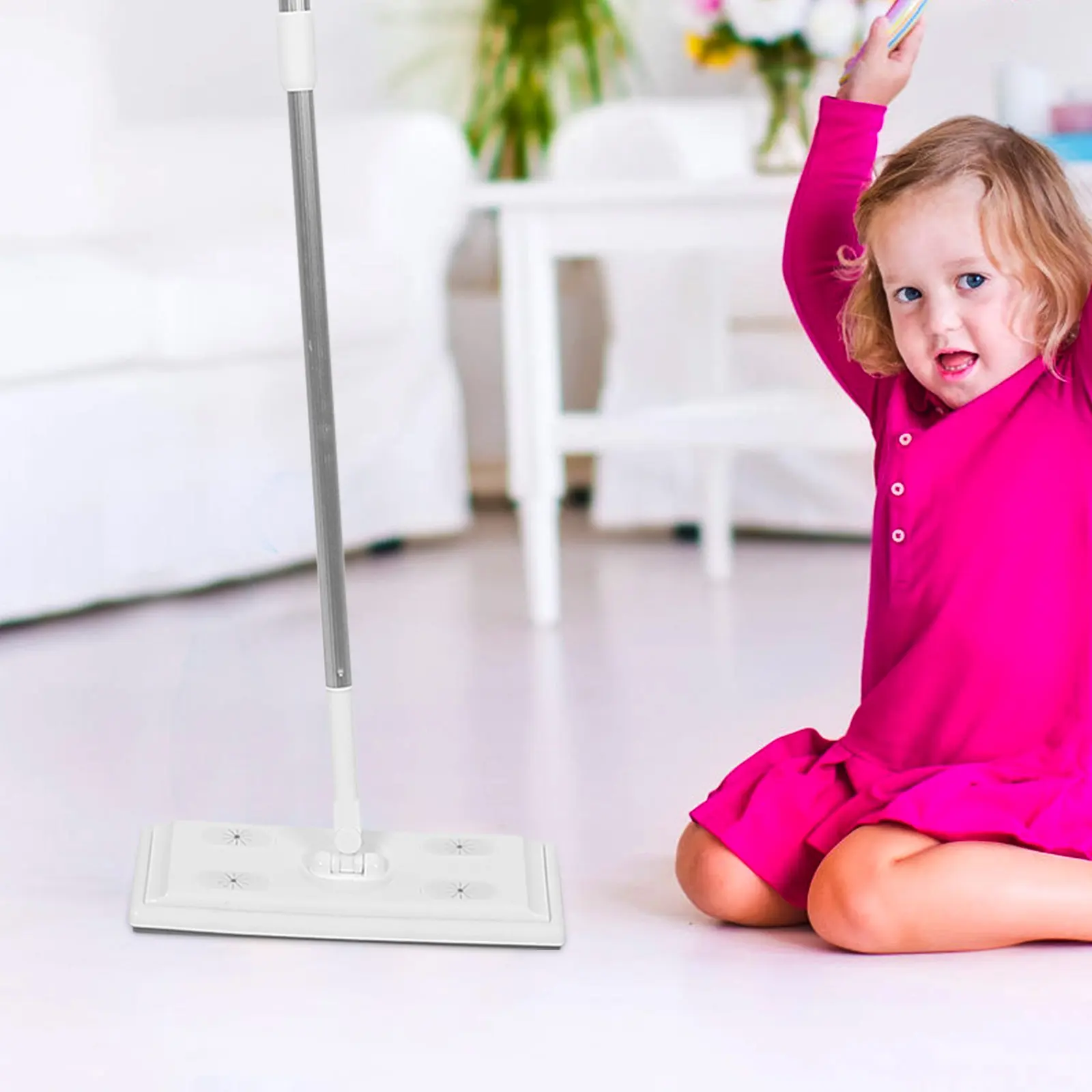 3 Section Telescopic Rod Electrostatic Dust Collector Mop Strong Adsorption Floor Cleaning Tool Adjustable Home Use Mop
