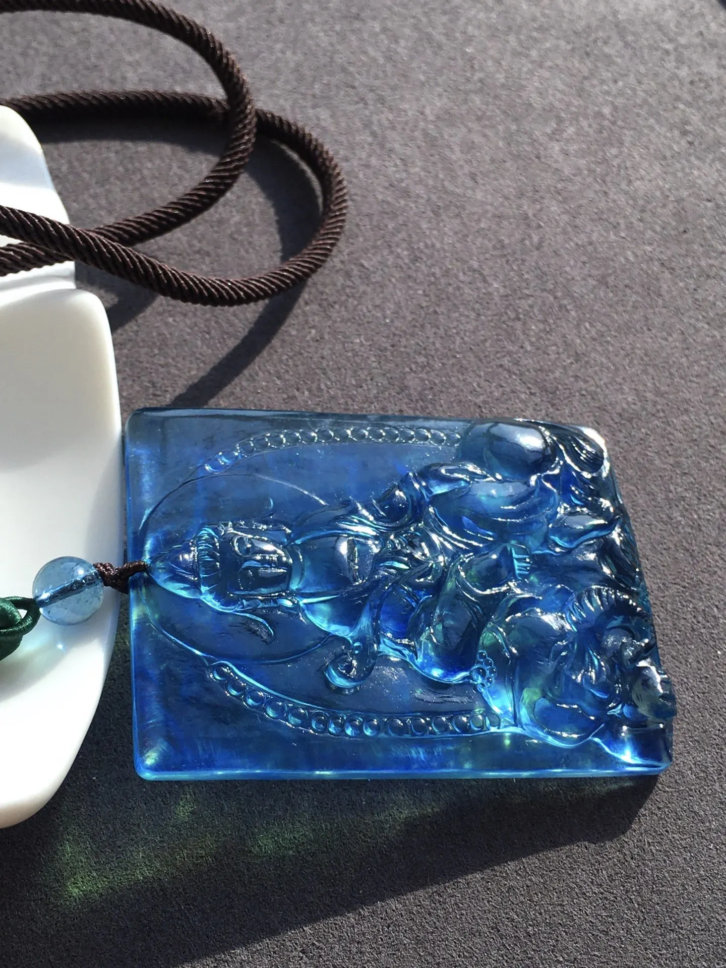 Natural Blue Aquamarine Buddha Pendant 55.5/41/8.5mm  Fashion Aquamarine Blue Rare 18K Gold Necklace AAAAA