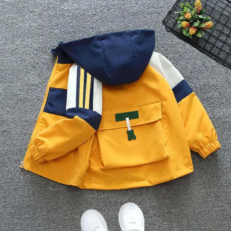 

Children's outerwear 2025 windbreakers for boys and girls large-pocket workwear Korean-style hoodies casual outerwear