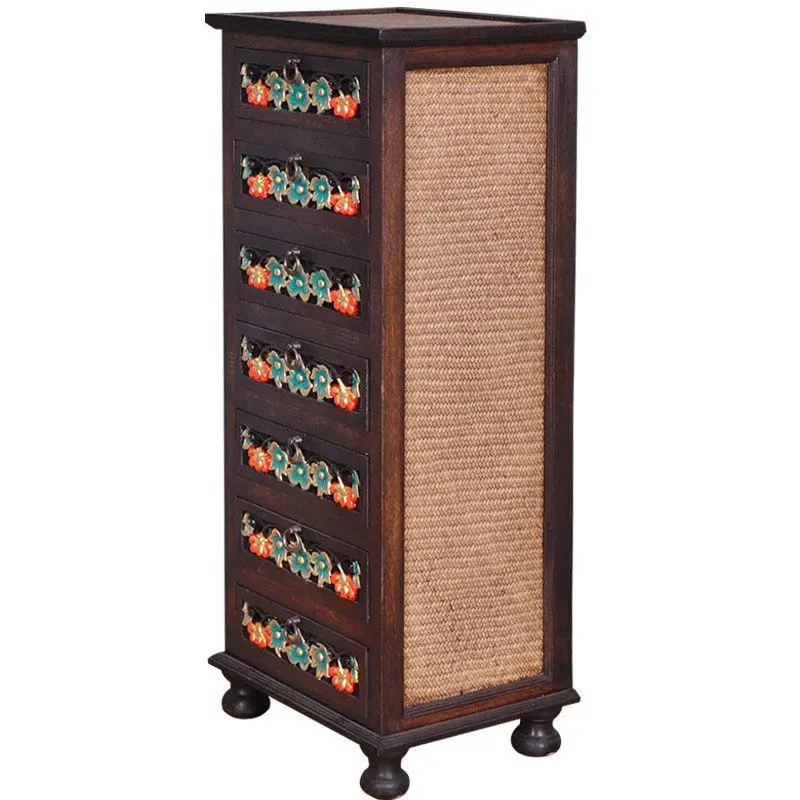 

Solid wood bedroom four five chest cabinets seven chest cabinets South East Asia style living room painted storage drawer