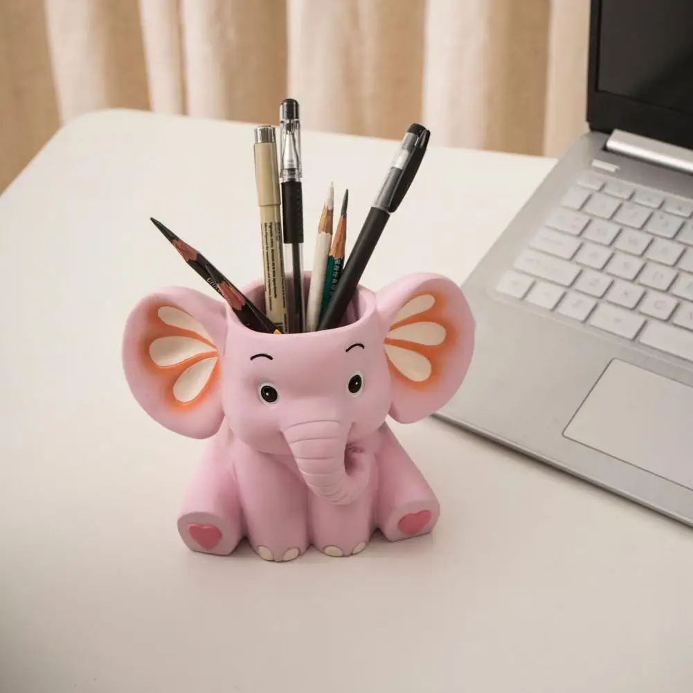 Cartoon Pen Cup Elephant Pen Holder Desk Organizer Cute Multi-functional Pencil Storage Container Funny Desktop for Office
