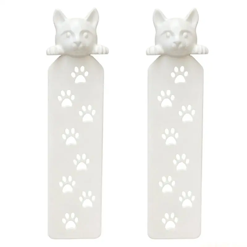 2Pcs Kitten Shaped Plastic Bookmarks Textbook Fiction Page Holder Reading Aid