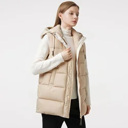 CA-39 In Stock Hooded Zip Covered Button Sleeveless Clothes White Duck Down Puffer Jacket Vest Down Vest Puffer Vest