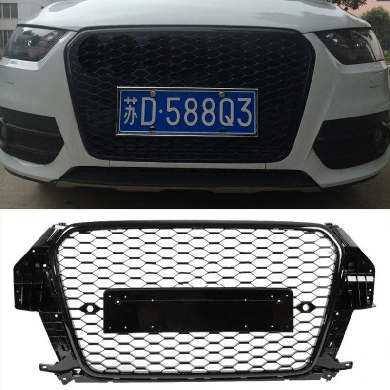 

Front Racing Grill Black Frame Sport Honeycomb Engine Grids Car Accessories For Audi Q3 SQ3 2013-2015 Not Fit RSQ3