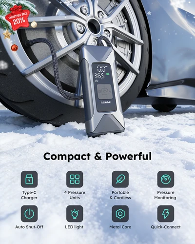 Imagen 2 del producto Bomba infladora portátil ASMAX 160PSI, bomba de aire para motocicleta, bomba infladora eléctrica de neumáticos de 7500mAh para compresor de aire de bolas de bicicleta y coche