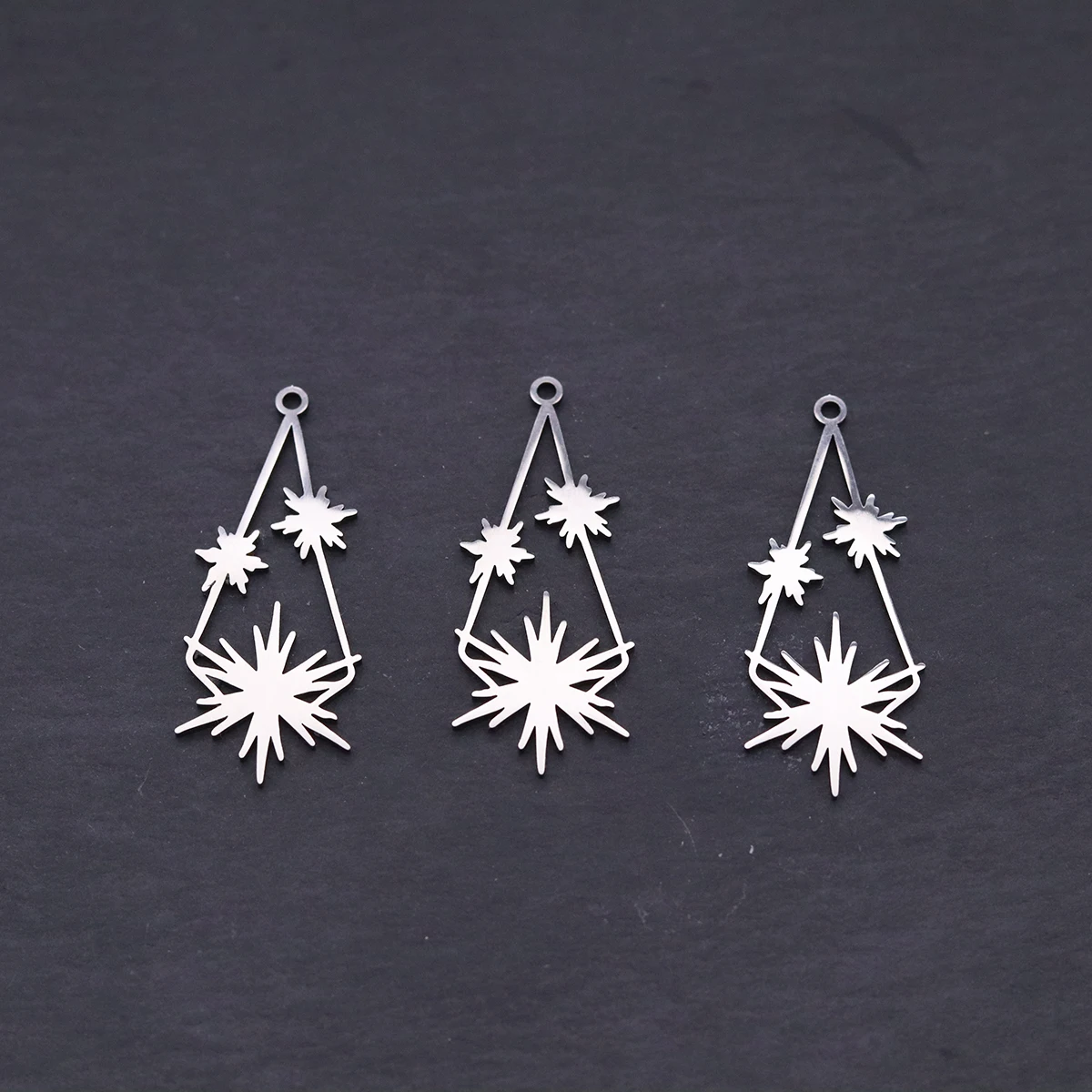 3pcs Stainless Steel Burst Star Charms Pendants For DIY Earring Necklace Jewelry Making Celestial Minimal Handmade Supplies