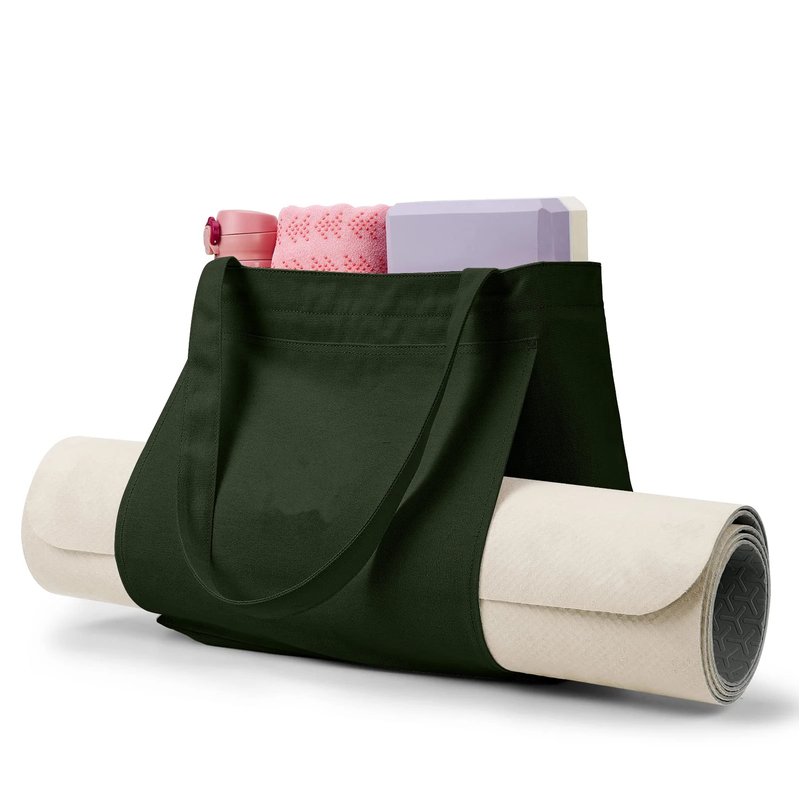 Yoga Bag Women's Sports Bag Yoga Mat Bag Carrier Carryall Canvas Tote for Pilates Shoulder for Travel Office Beach Workout