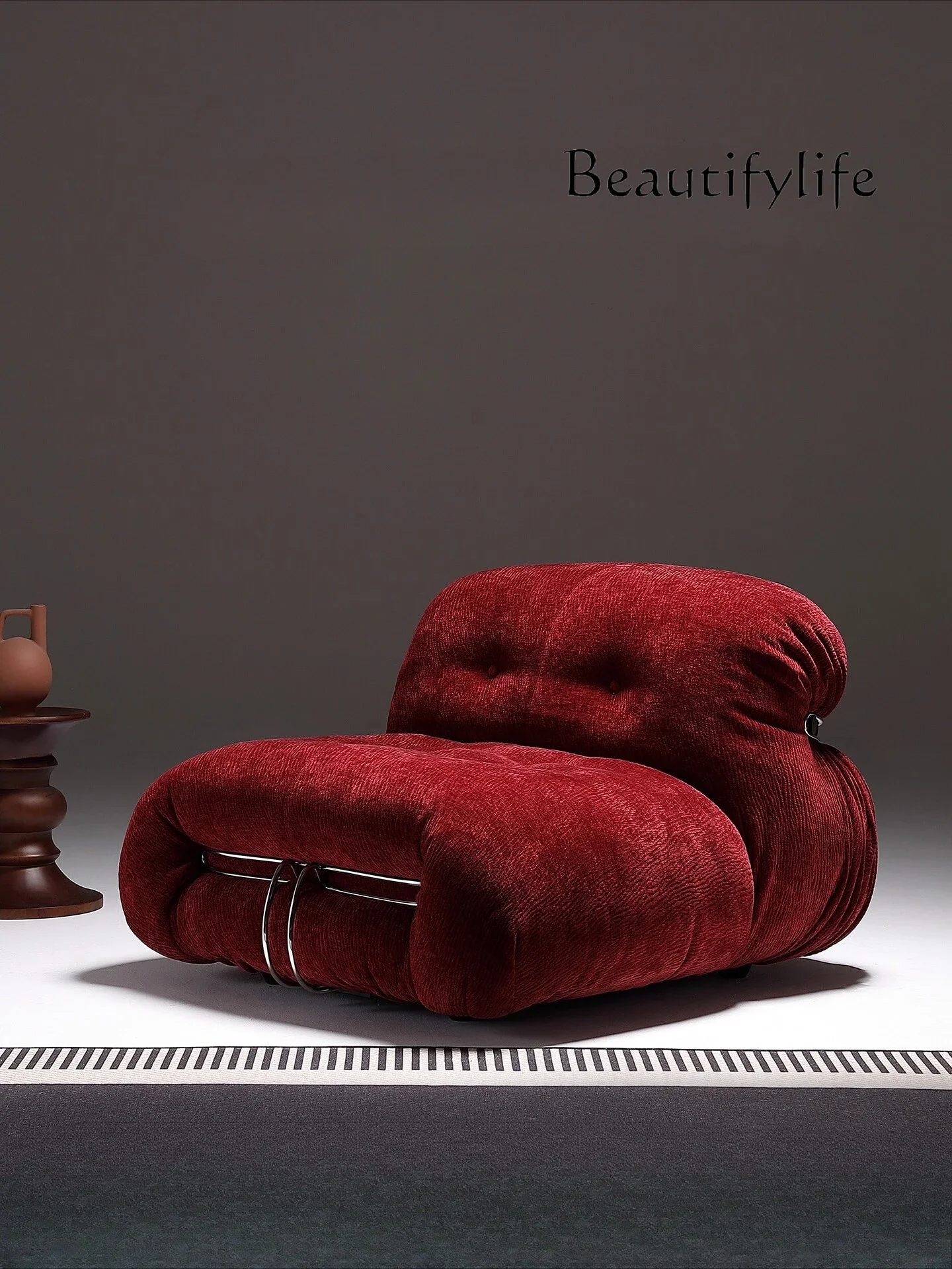 

S Large Steel Tooth Single Chair Designer Art Creative Leisure Single Sofa Chair Fabric Art Medieval