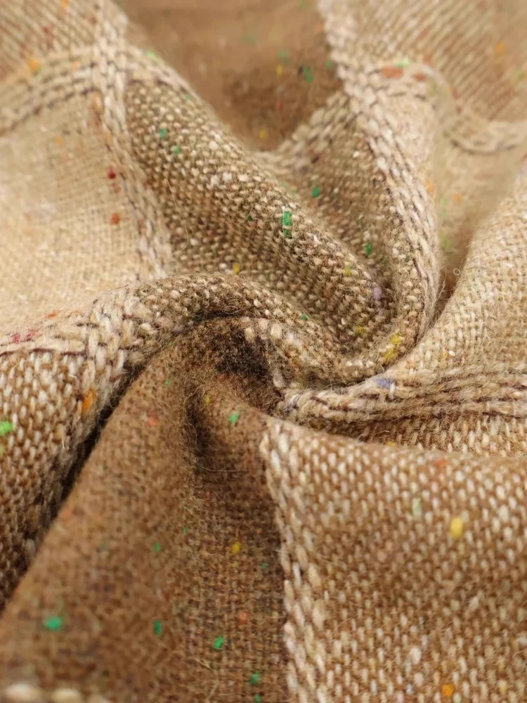

Khaki Color Dot Grid Pattern Wool Woolen Fabric for Soft Autumn Winter Suit Pants Vest Set Cloth DIY Per Meter Sewing Material
