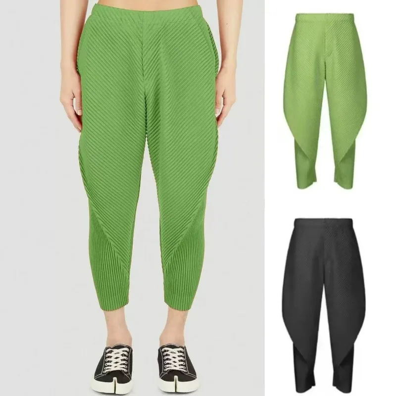 

Summer Men's Casual Pants Miyake Pleated New Banana Harlequin Pants Japanese Style Simple Loose Fashion Street Trend Wearing