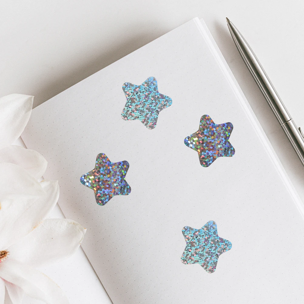 

2 Rolls Pentagram Sticker Incentive Star Stickers Glitter Flash Self Adhesive Reward Pvc Self-adhesive Thumb up Student