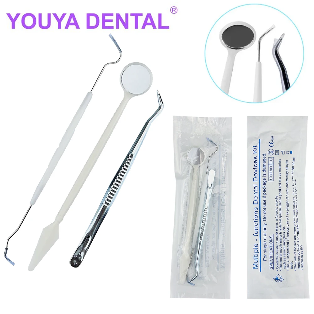 Dental Cleaning Tools 3Pcs/Set Mouth Mirror Probe Hook Pick Tweezers Dentists Instrument Teeth Examination Dentistry Accessory