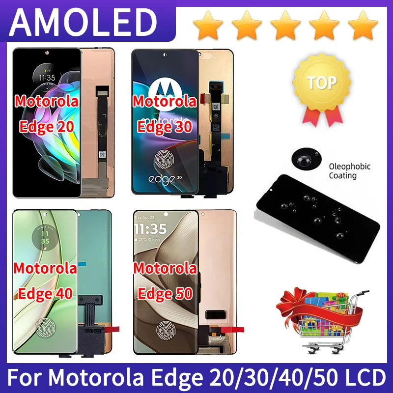 Pantalla LCD AMOLED de alta calidad para Motorola Edge 20 30 40 50 XT2143-1 XT2203-1 XT2303-2 XT2407-1, Digitalizador de pantalla táctil Ass
