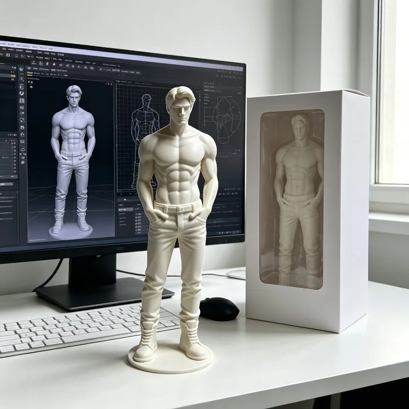 3D Printed Men Muscle Statue Desktop Ornament, Minimalist Room 3D Sculpture Abdominal Muscles Custom 3D Decor