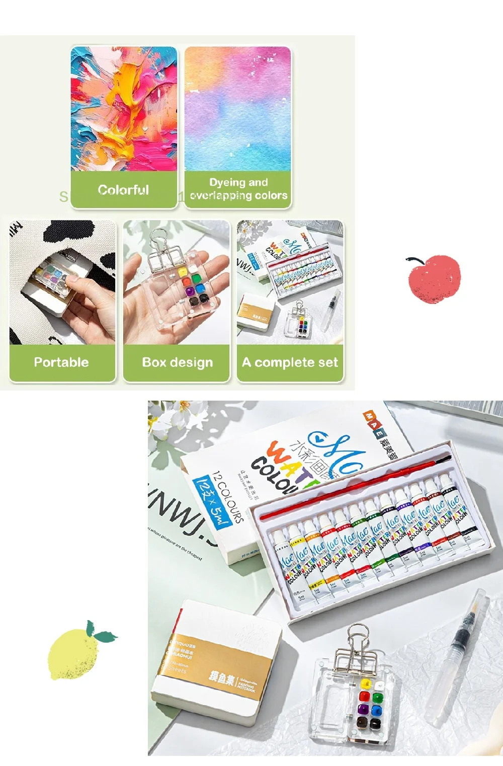 1PC Portable Mini Watercolor Paint Palette Set-Travel-sized Artist Pocket Watercolour Palette for Painters, Artists, And Student