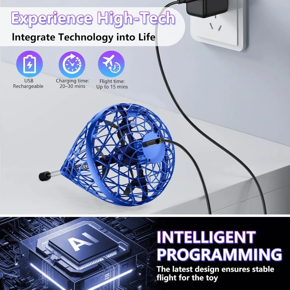 2025 USB oplaadbaar vliegend stuiterend balspeelgoed: met de hand bestuurd met 3D-flips voor interactief plezier voor meerdere spelers