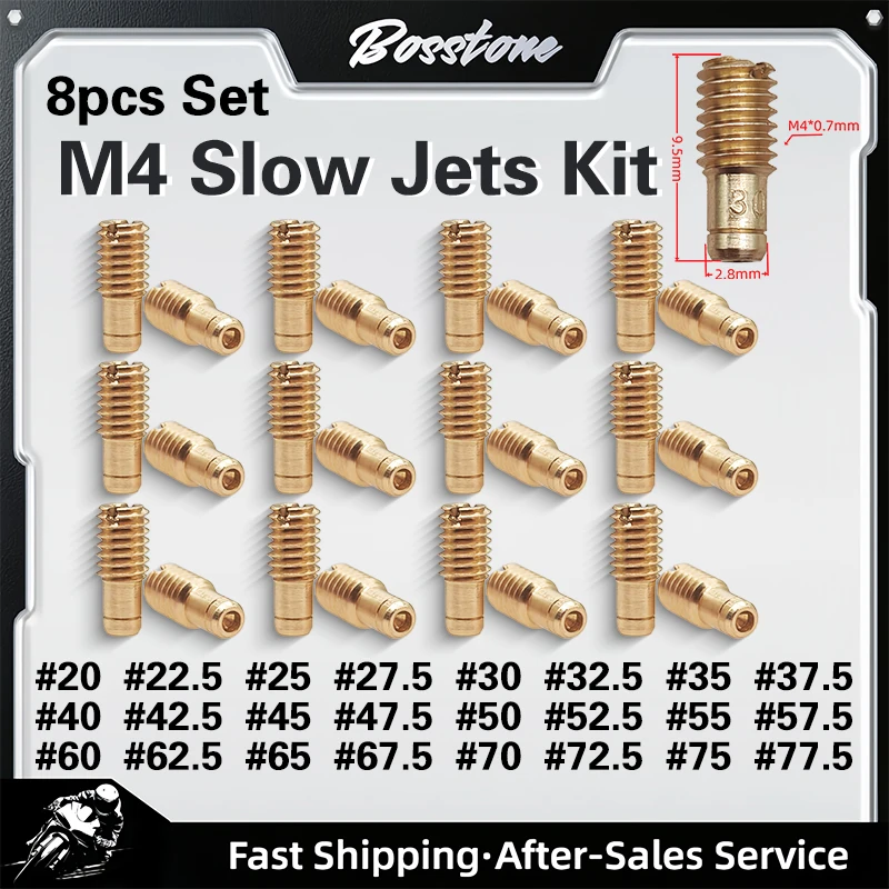8pcs Set Carburetor M4*0.7MM Slow Jets Pilot Jet Idle For Mikuni VM26-606 VM20-273 Yamaha DT125 DT175 Vm22 M28 Nozzle Moto Carb