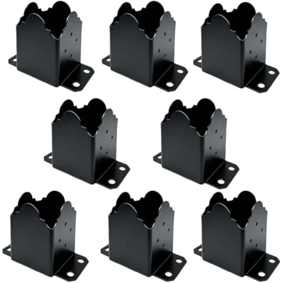 

4x4 Post Base 8 Pack, Heavy Duty Steel Post Bracket 3.6"x3.6" Inner Size,Powder Coated Wood Post Anchor with Bottom Drain Holes