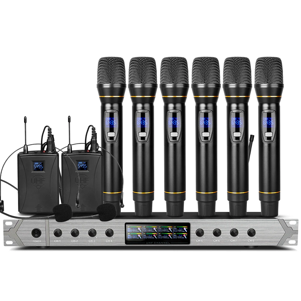 Factory Price 8 channels Handheld UHF Wireless Microphone D28 Professional Headset Mic for Stage Performance