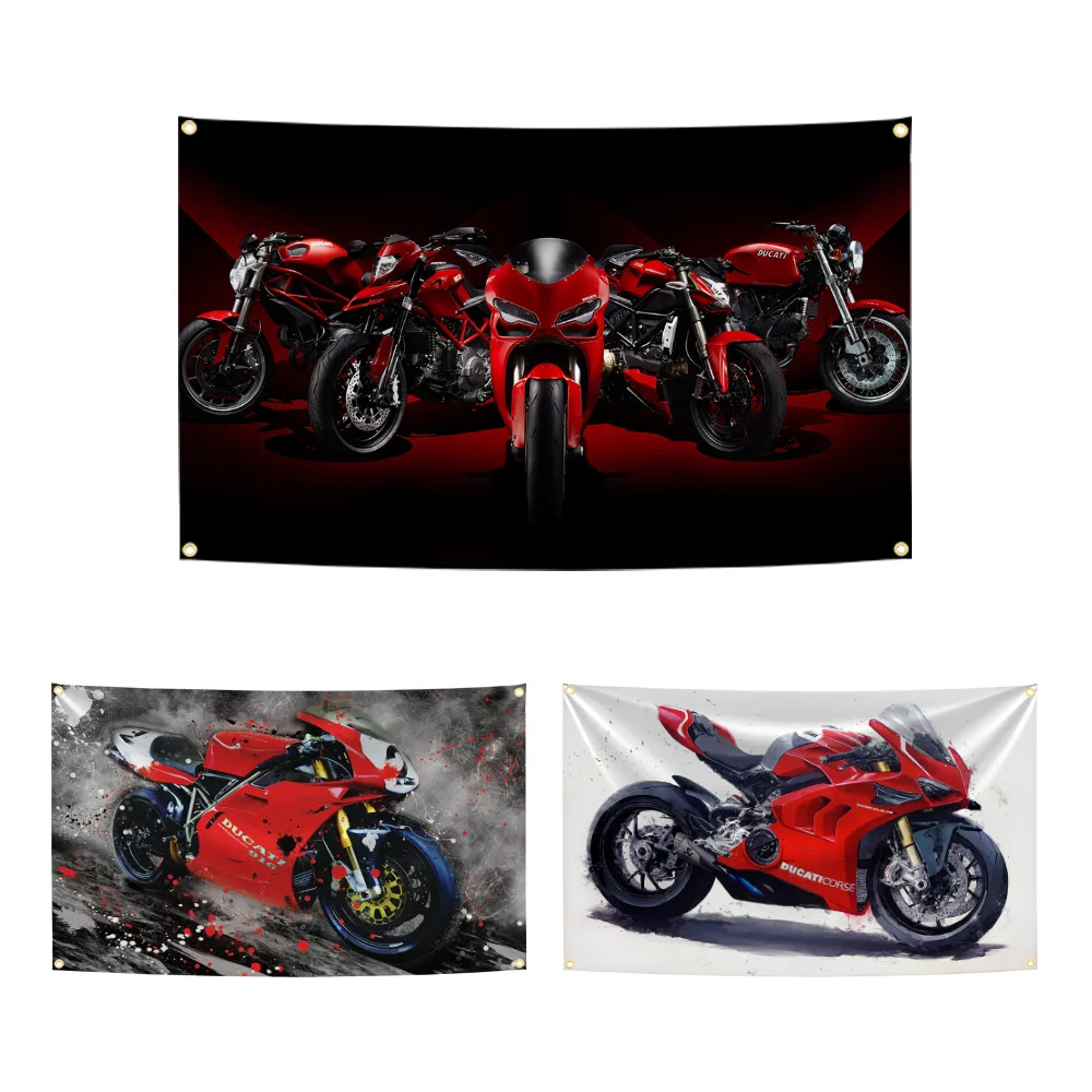 90x150cm Italy Panigale Monster Motorcycle Flag Polyester Digital Printing Banner for Garage Wall Art Decoration Tapestry